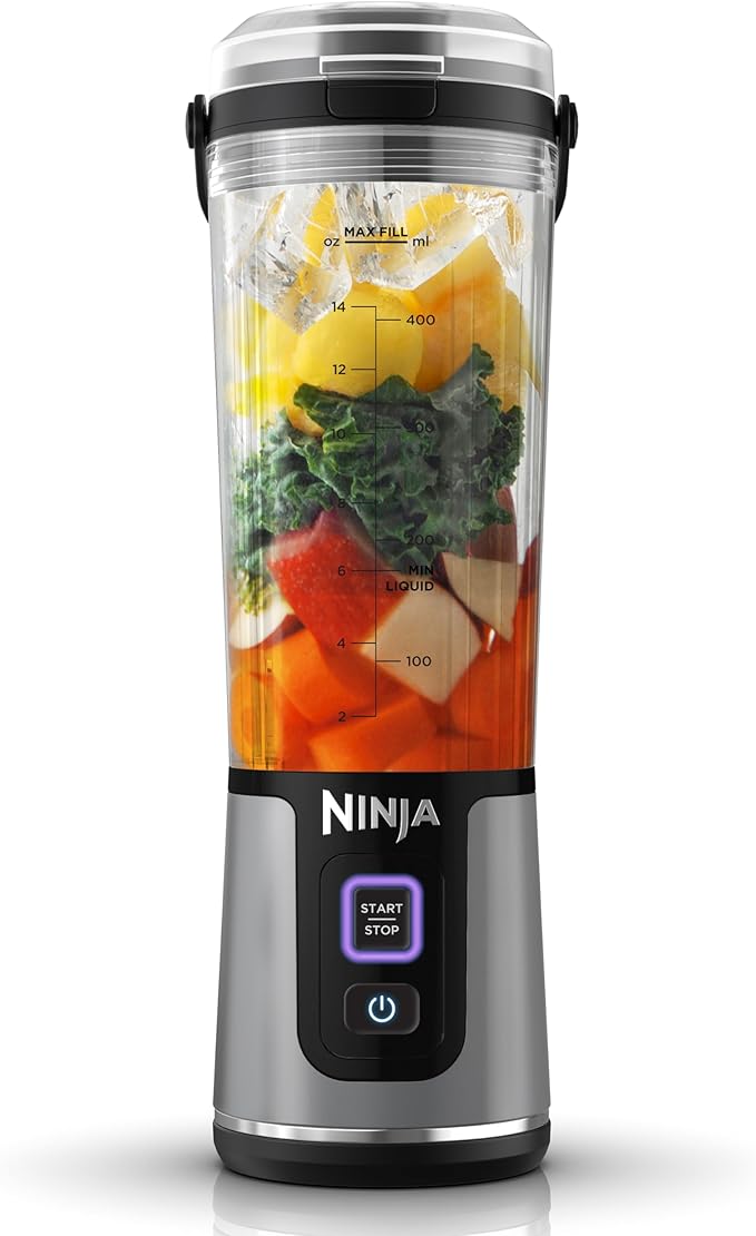 Ninja Blast Portable Blender, 530ml, Leakproof Lid,Rechargeable | Portable Smoothies,Protein Shakes,Black, BC151MEBK