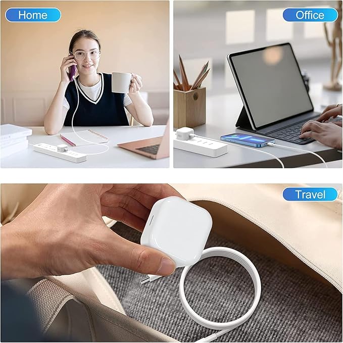 35W USB-C Power Adapter with USB-C to Lightning Cable, Fast Charging Power Charger for iPhone, iPad & Compatible Devices